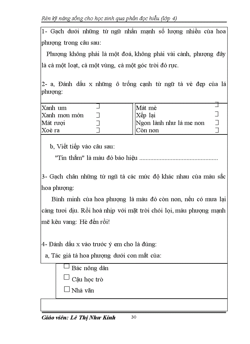 image for page Rèn kỹ năng đọc hiểu cho học sinh lớp 4