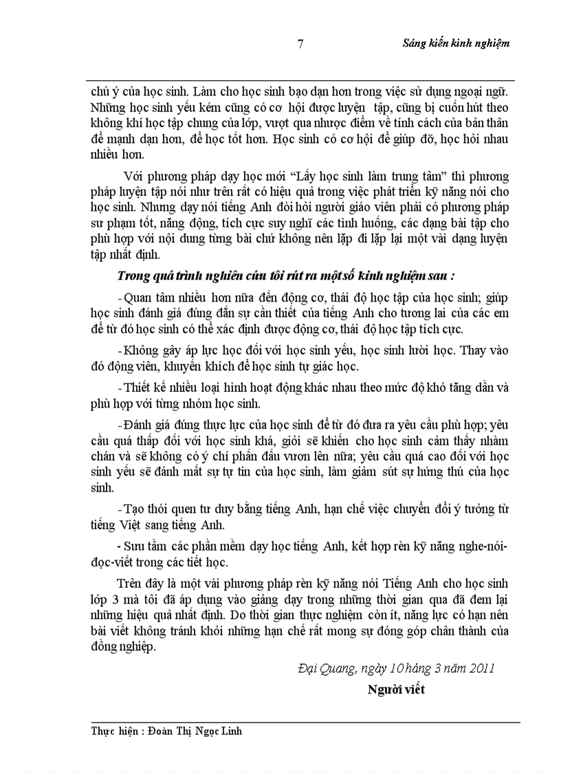 image for page Rèn kỹ năng nói Tiếng Anh cho Hs lớp 3