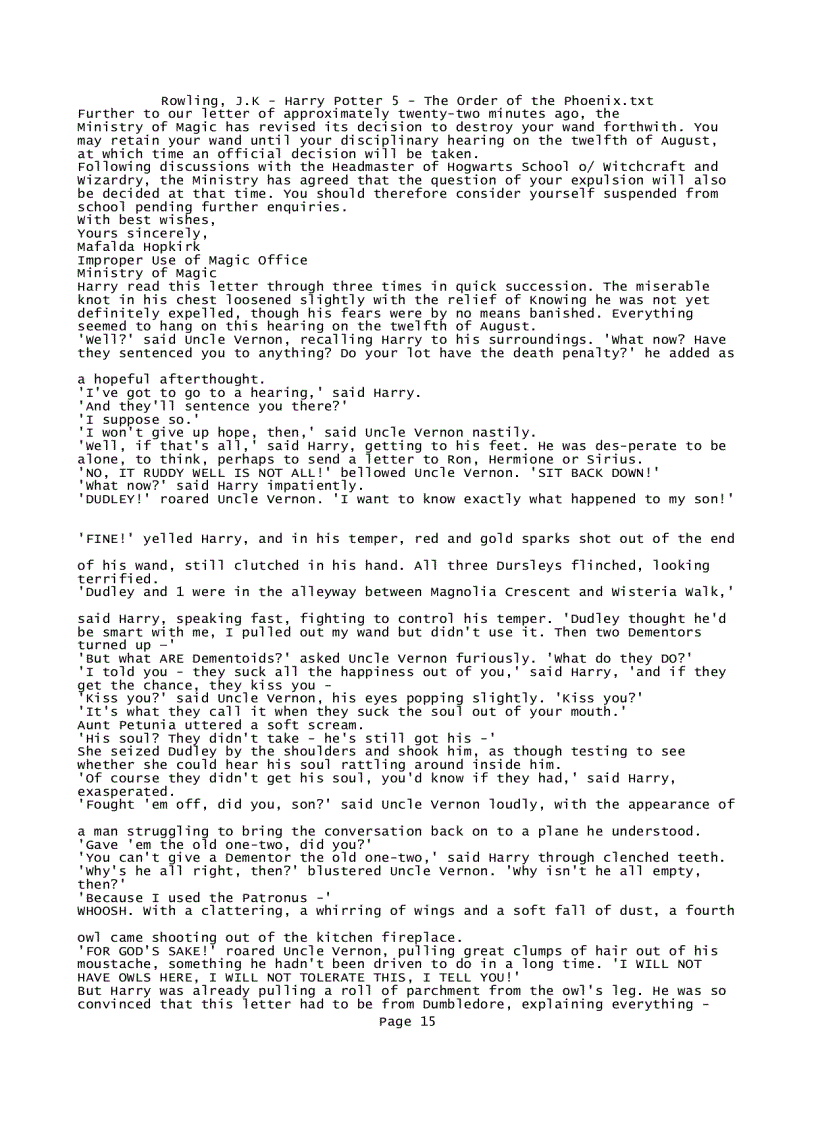 image for page Rowling J K Harry Potter 5