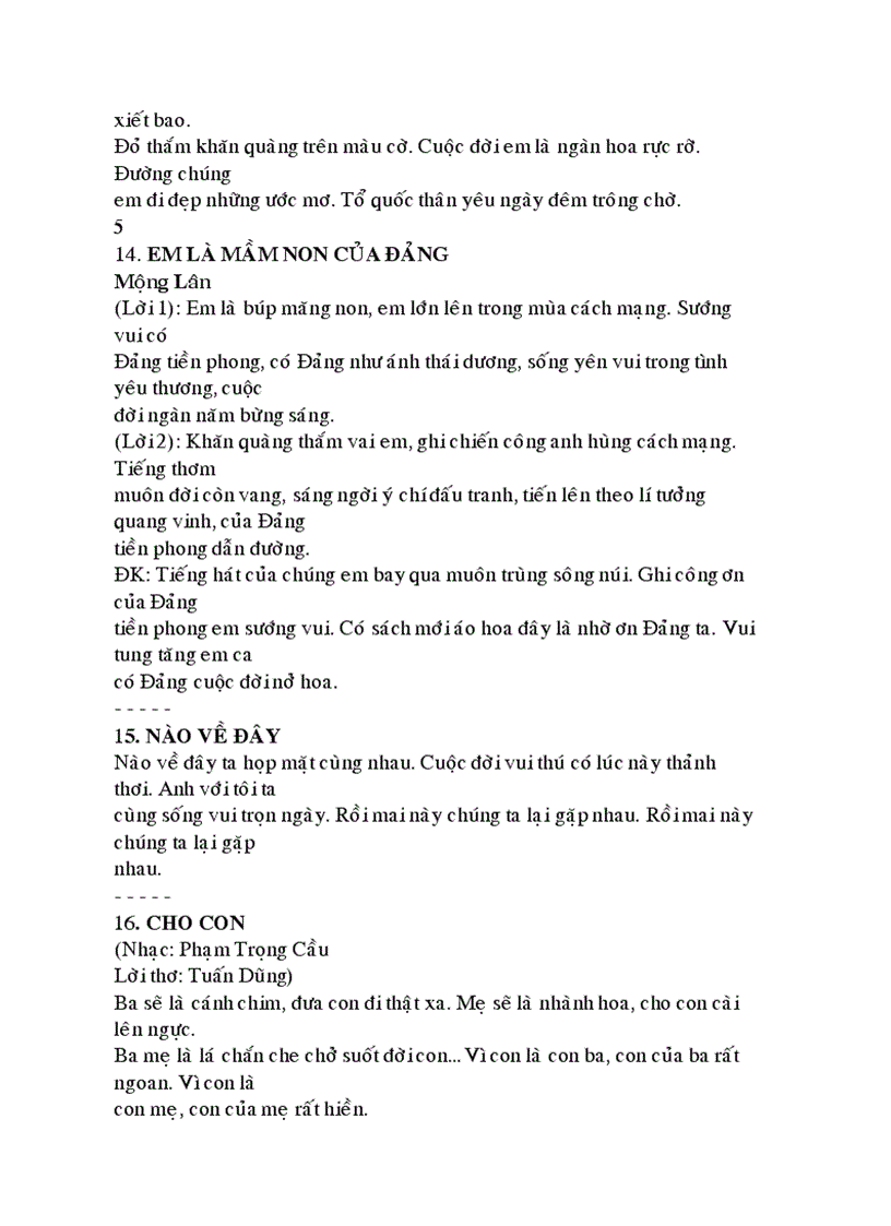 image for page Sinh hoạt ca nhiều bài hát vui nhộn