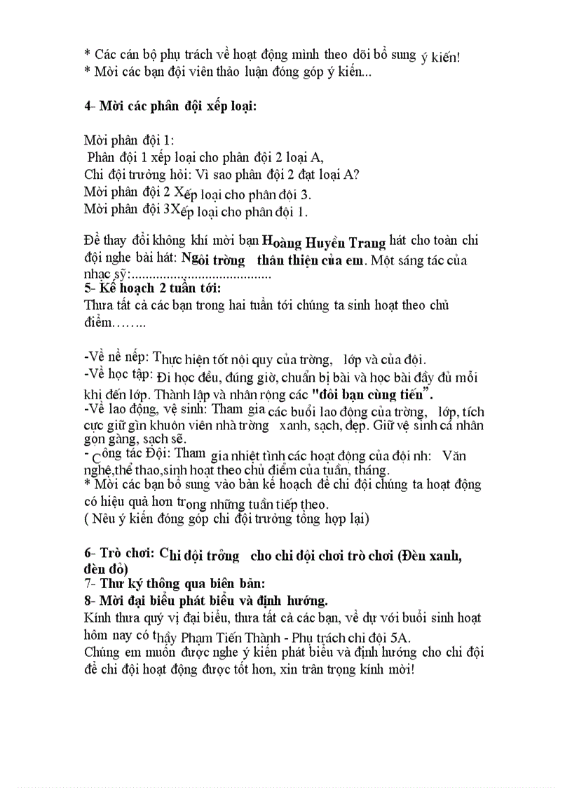 image for page Sinh hoat chi đội SH sao nhi đồng