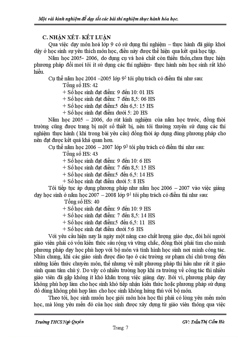 image for page Skkn HÓA 8 SỬ DỤNG THÍ NGHIỆM THỰC HÀNH