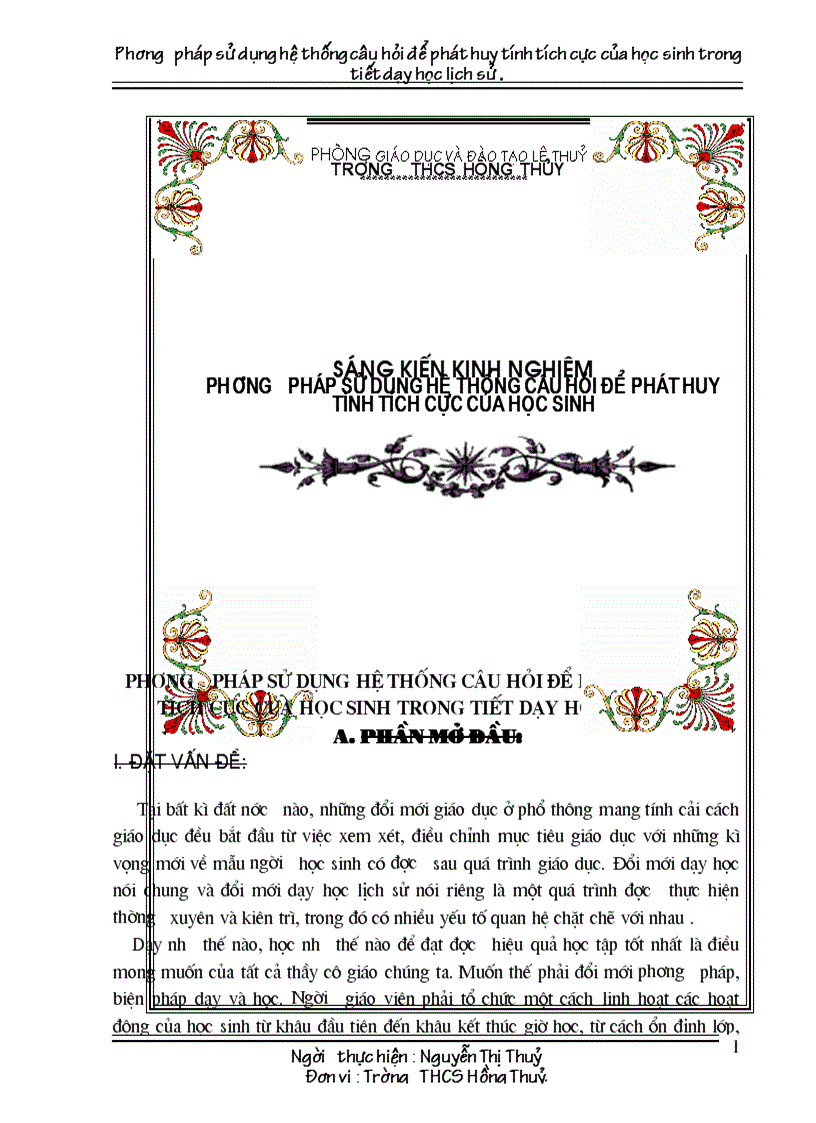 image for page SKKN Lịch sử giải XS huyện 2009