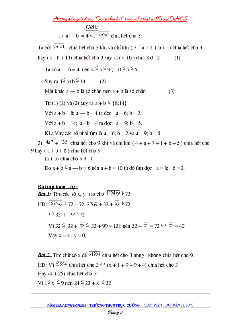image for page Skkn toan 6 sự chia hết