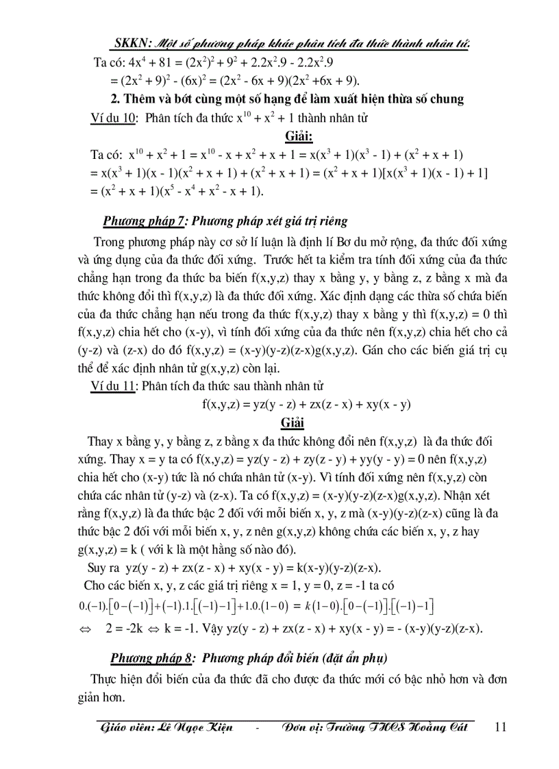 image for page SKKN Toán THCS Một số PP PTĐT tành nhân tử