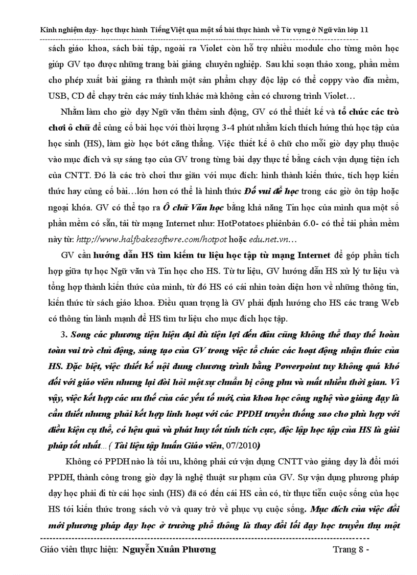 image for page Skkn van 11 dạy học thực hành tiếng việt