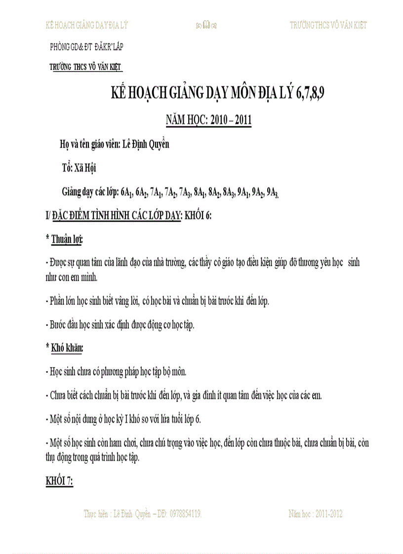 image for page Sổ kế hoạch dạy học môn địa lý THCS của Quyền đây