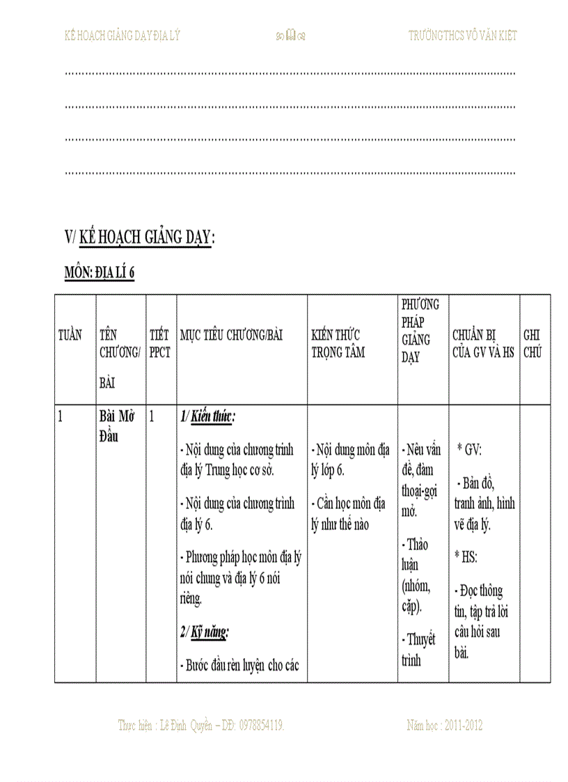 image for page Sổ kế hoạch dạy học môn địa lý THCS của Quyền đây
