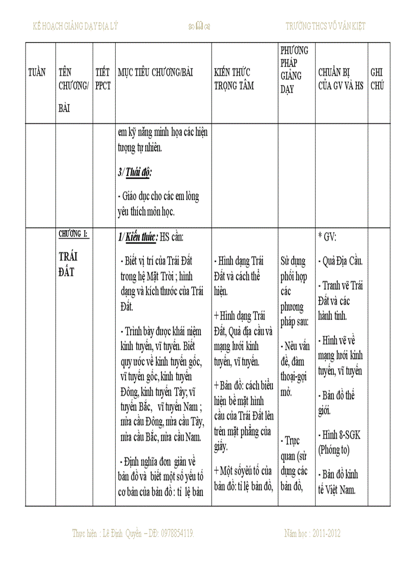 image for page Sổ kế hoạch dạy học môn địa lý THCS của Quyền đây