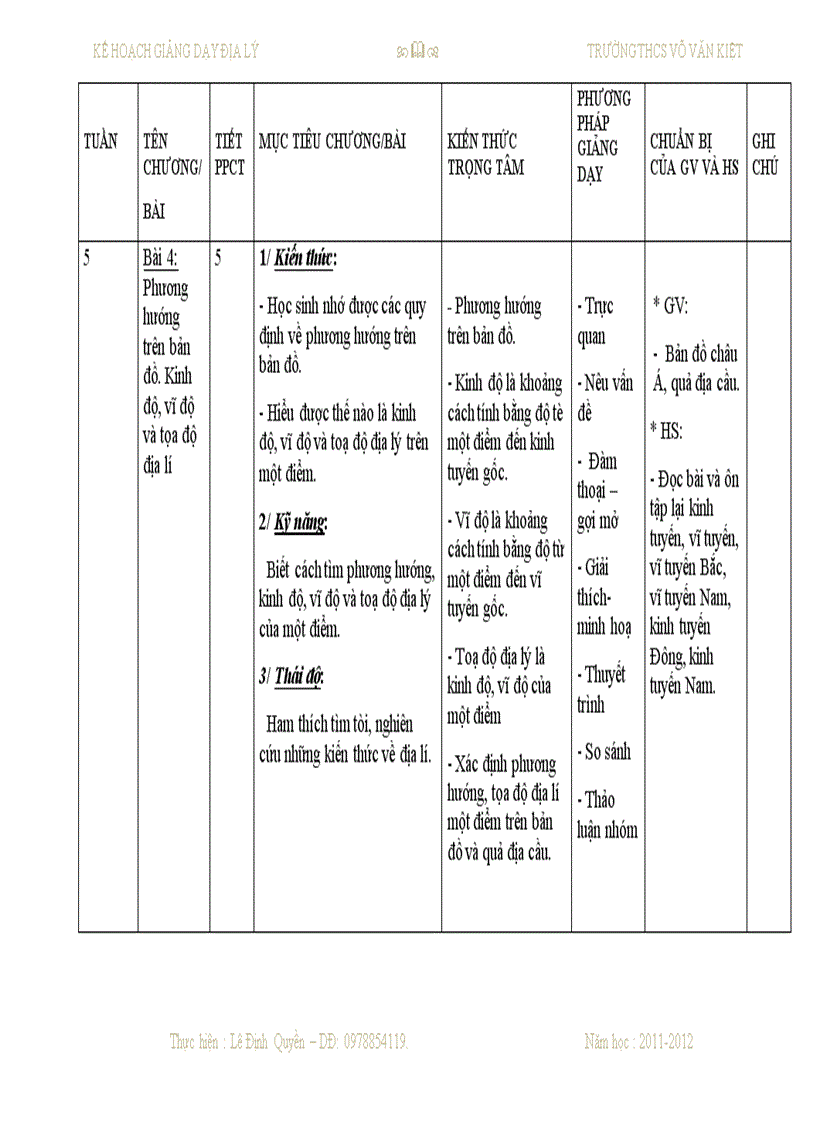 image for page Sổ kế hoạch dạy học môn địa lý THCS của Quyền đây