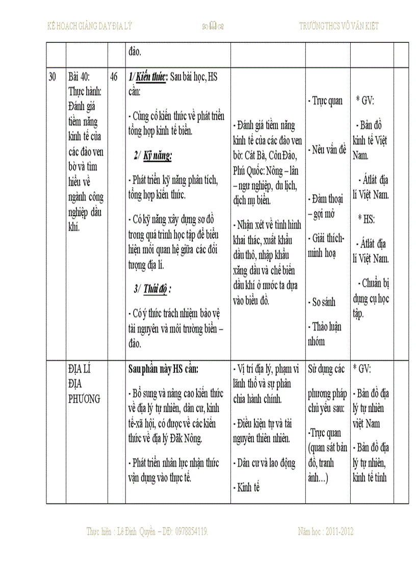 image for page Sổ kế hoạch dạy học môn địa lý THCS của Quyền đây