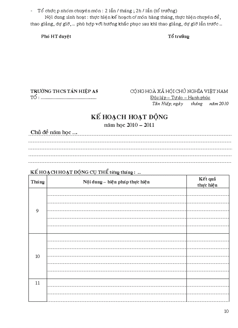 image for page Sổ kế hoạch hoạt động chuyên môn