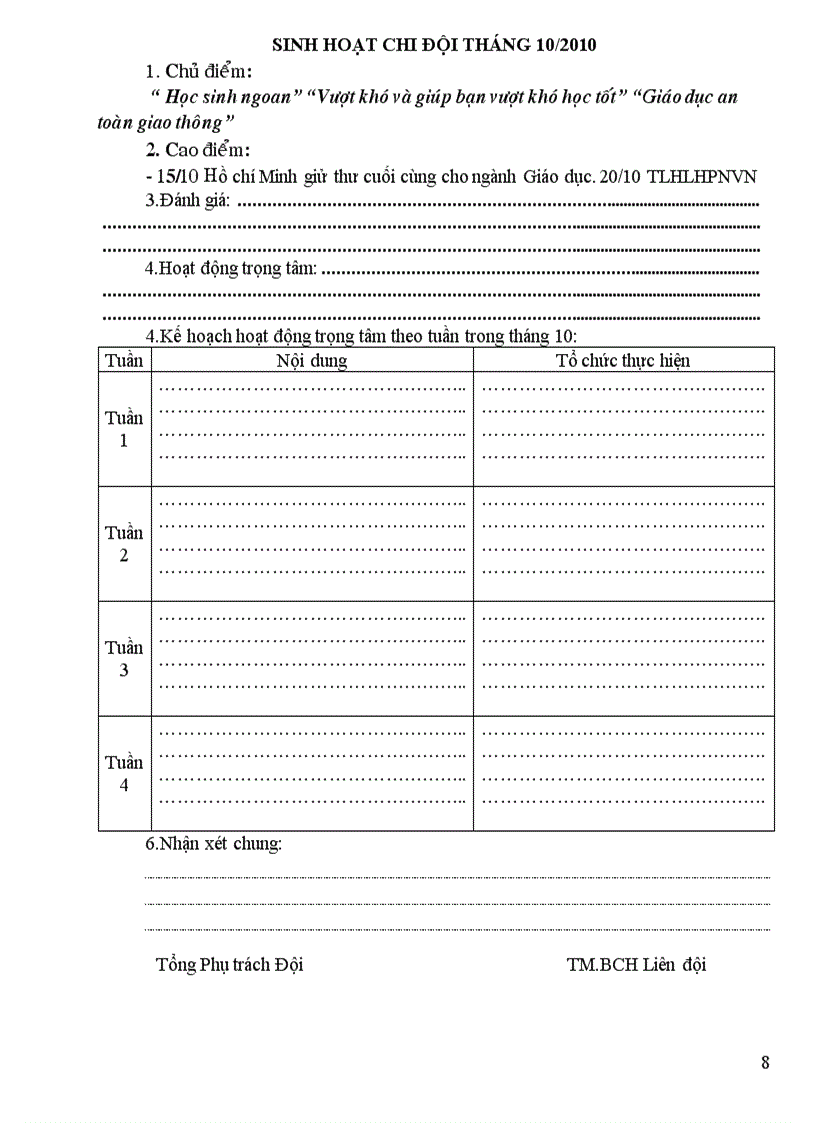 image for page Sổ kế hoạch Liên đội mới 2010 2011