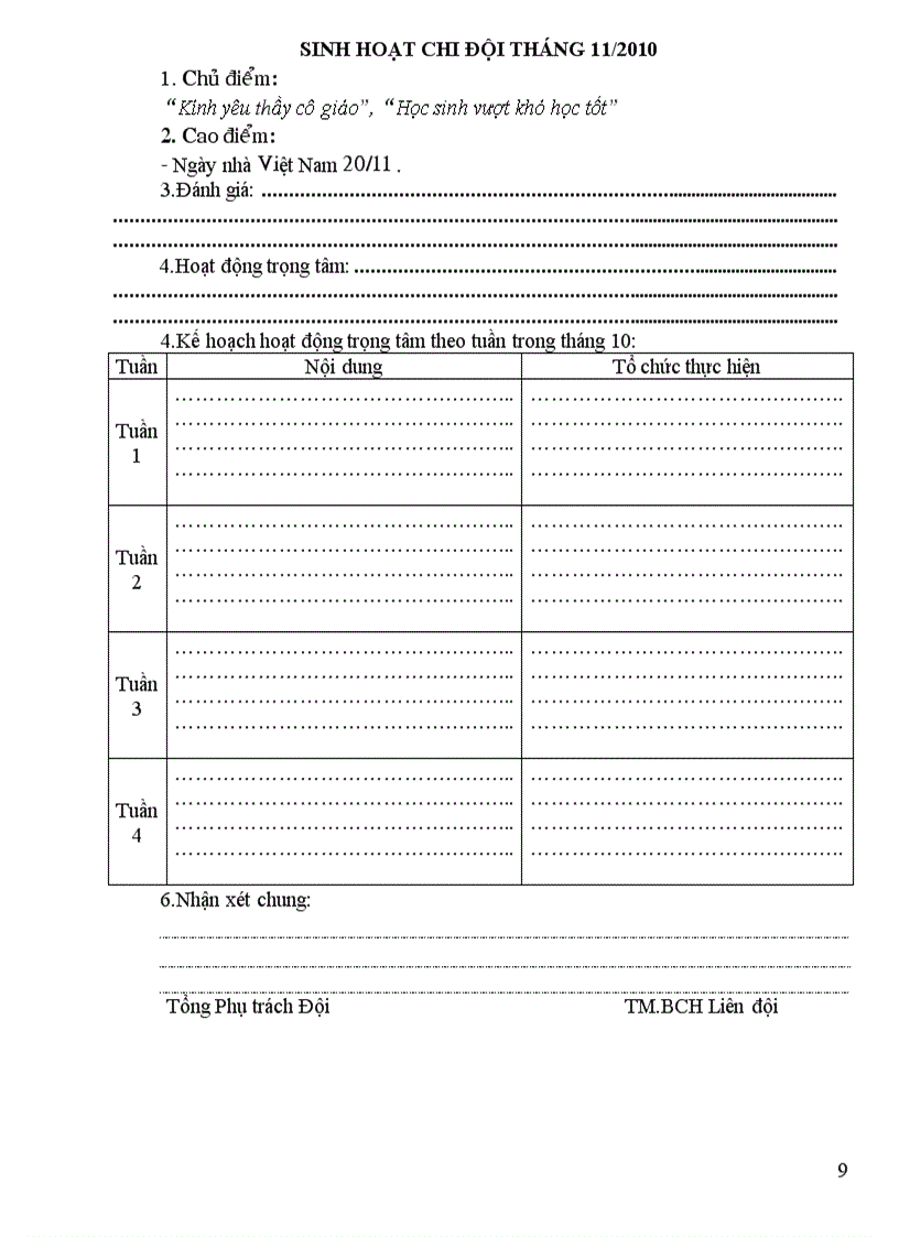 image for page Sổ kế hoạch Liên đội mới 2010 2011