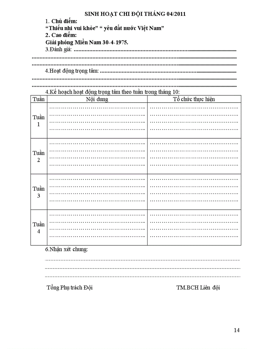 image for page Sổ kế hoạch Liên đội mới 2010 2011