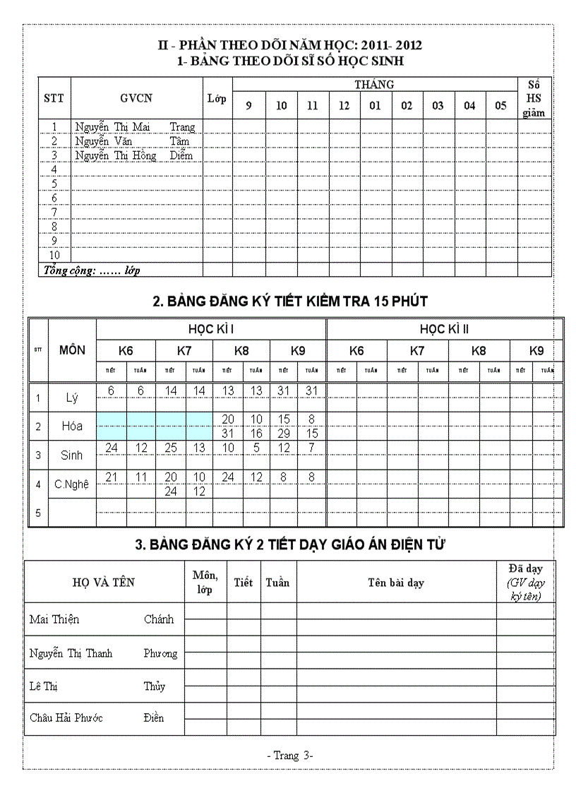 Sổ theo dõi chuyên môn mới