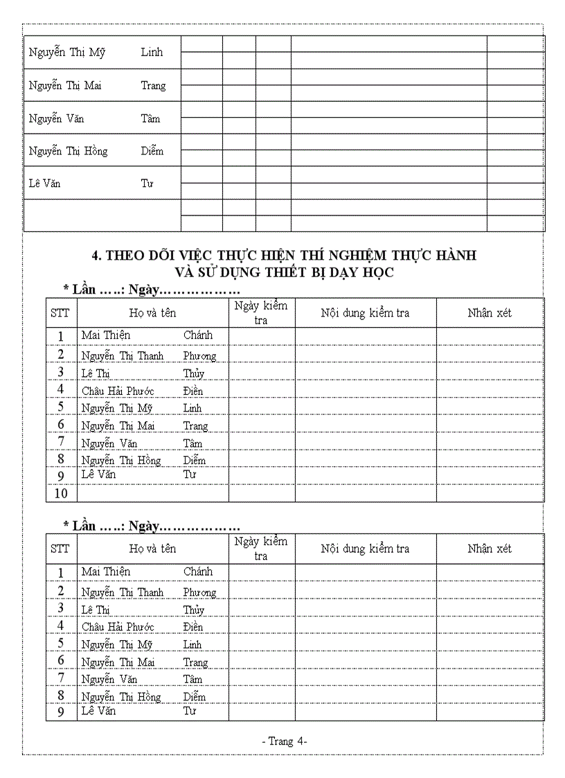 Sổ theo dõi chuyên môn mới