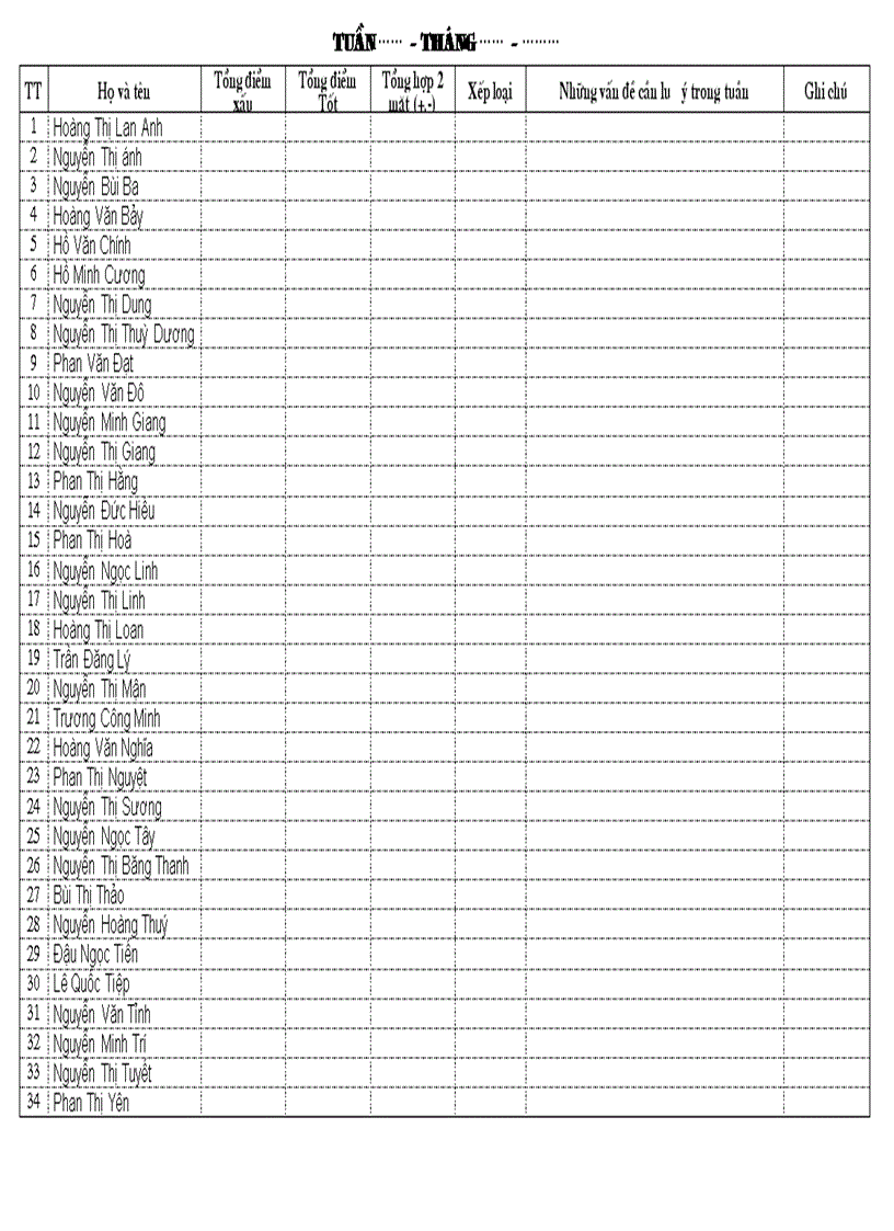 image for page Sổ theo dõi thi đua các HĐ của HS THCS