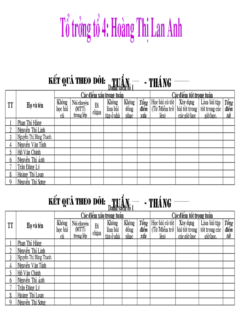 image for page Sổ theo dõi thi đua các HĐ của HS THCS