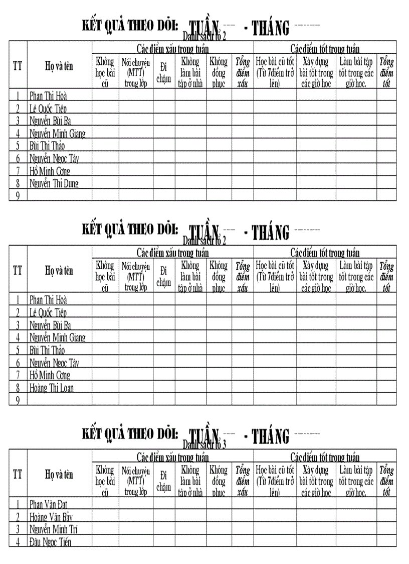 image for page Sổ theo dõi thi đua các HĐ của HS THCS