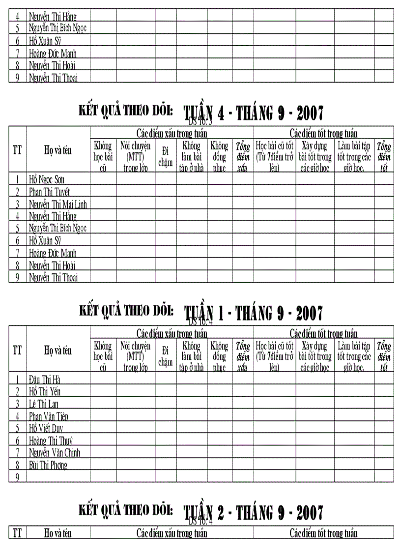 image for page Sổ theo dõi thi đua các HĐ của HS THCS