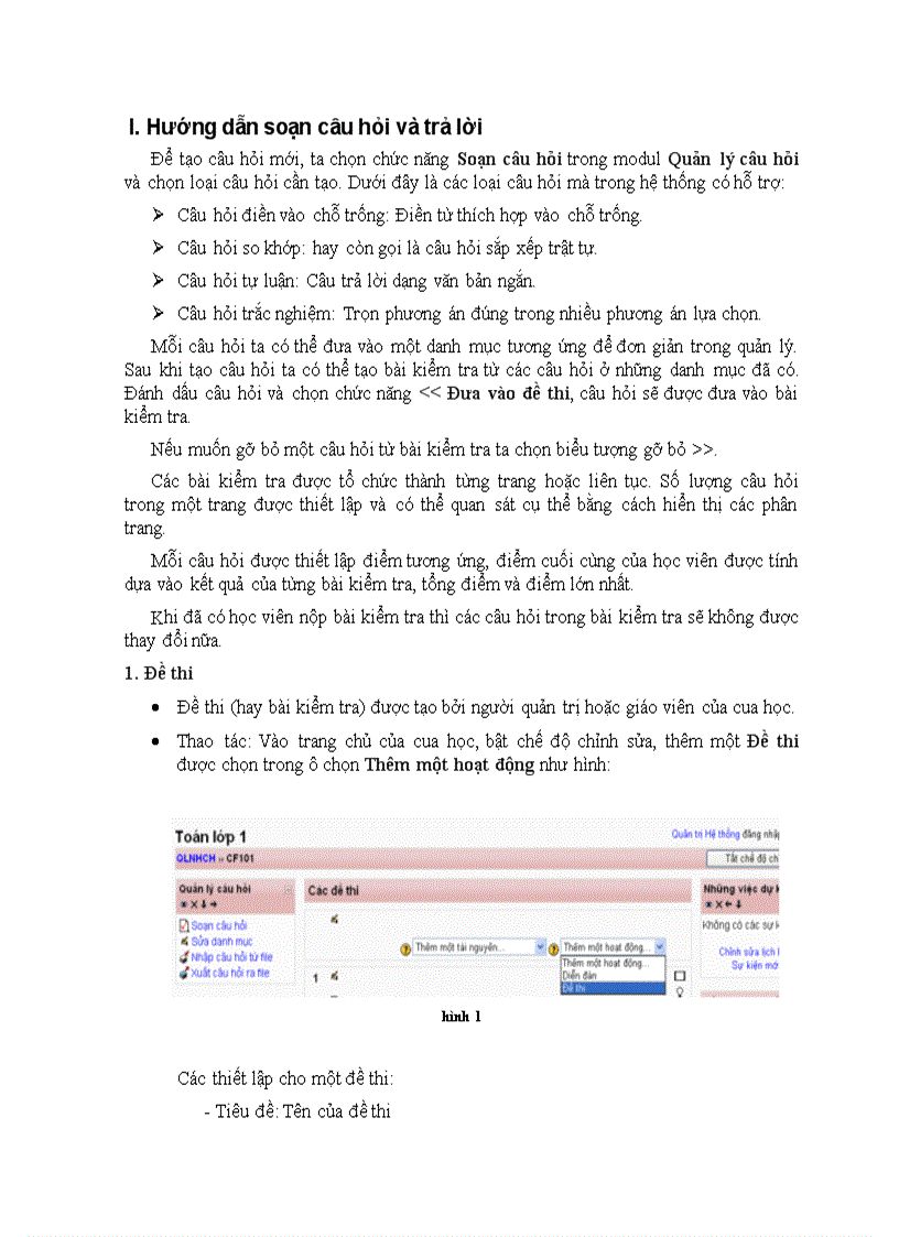 image for page Soạn câu hỏi trắc nghiệm trên moodle