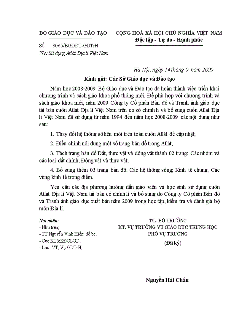 image for page Sử dụng Atlat Địa lý Việt Nam năm học 2009 2010