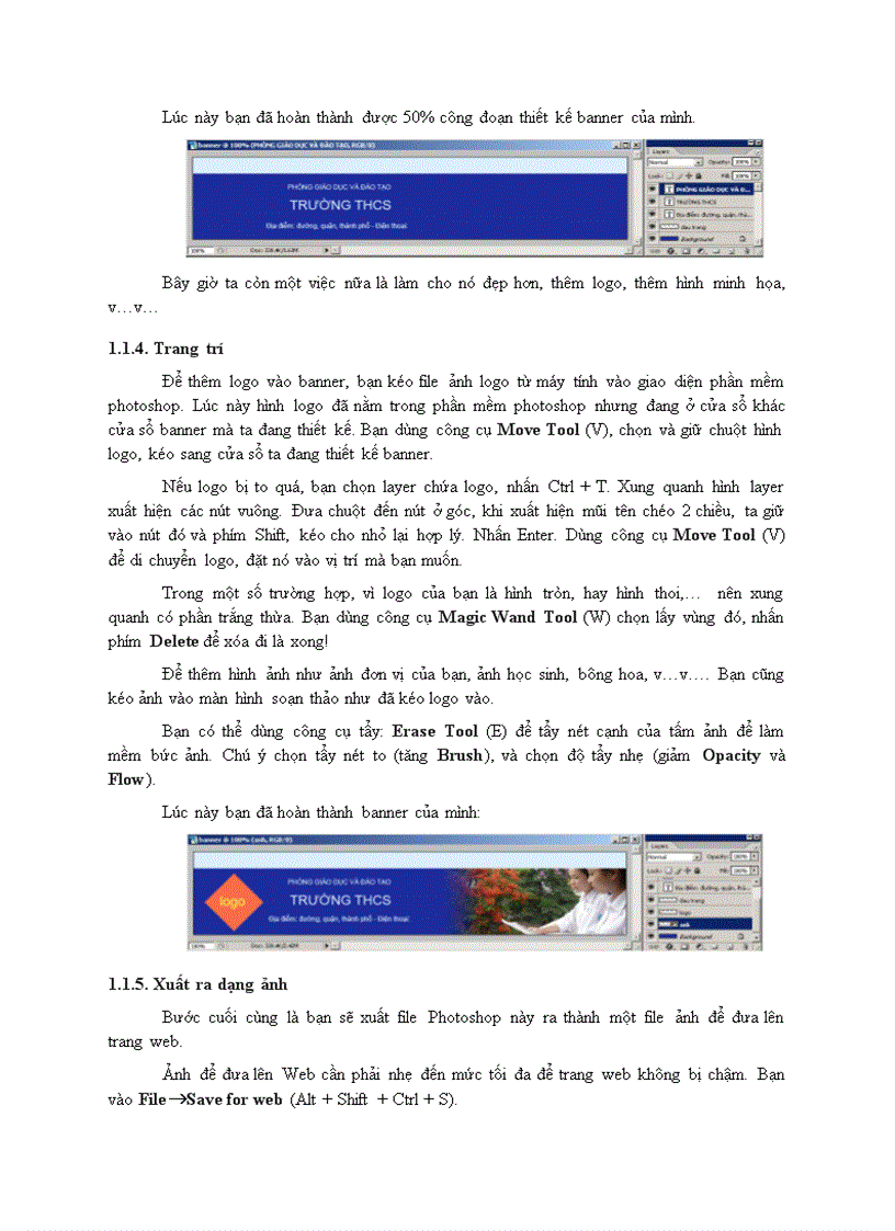 image for page Sử dụng Photoshop để thiết kế baner tiêu đề cho trang Web