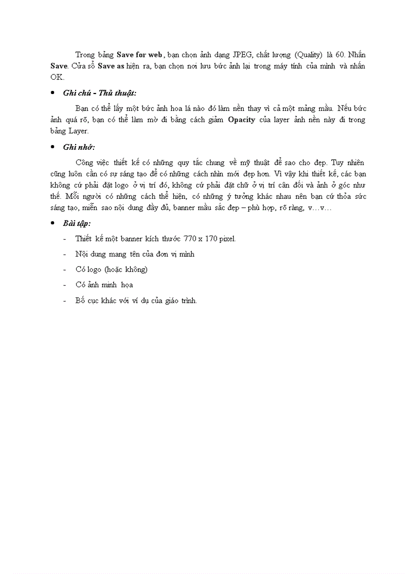 image for page Sử dụng Photoshop để thiết kế baner tiêu đề cho trang Web