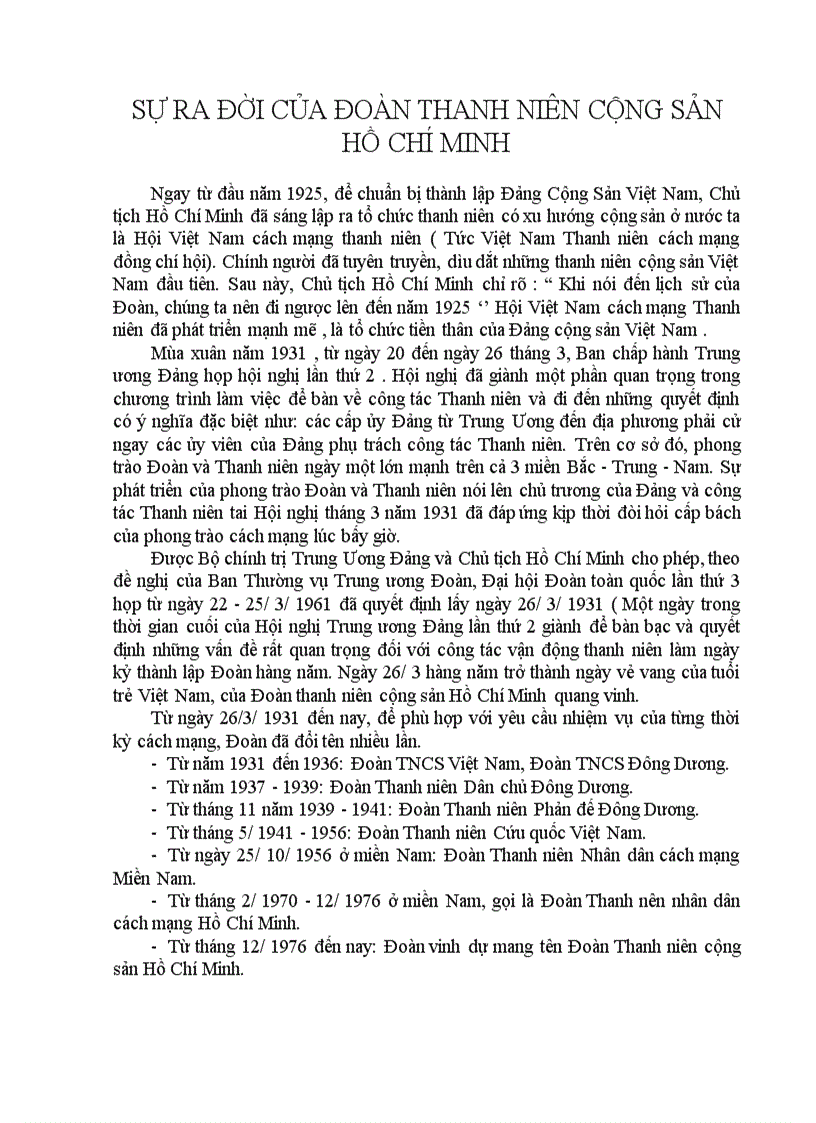 image for page Sự ra đời của đoàn tncs hồ chí minh