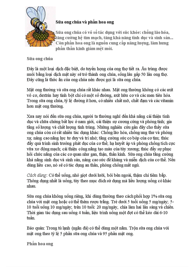 image for page Sữa ong chúa và phấn hoa chữa bệnh