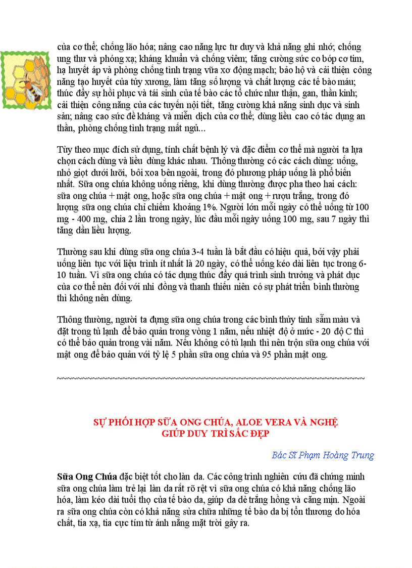 image for page Sữa ong chúa và phấn hoa chữa bệnh