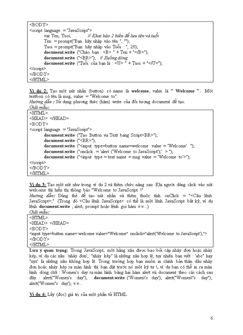 image for page Tai lieu huong dan lap trinh Web bang HTML va JavaScript