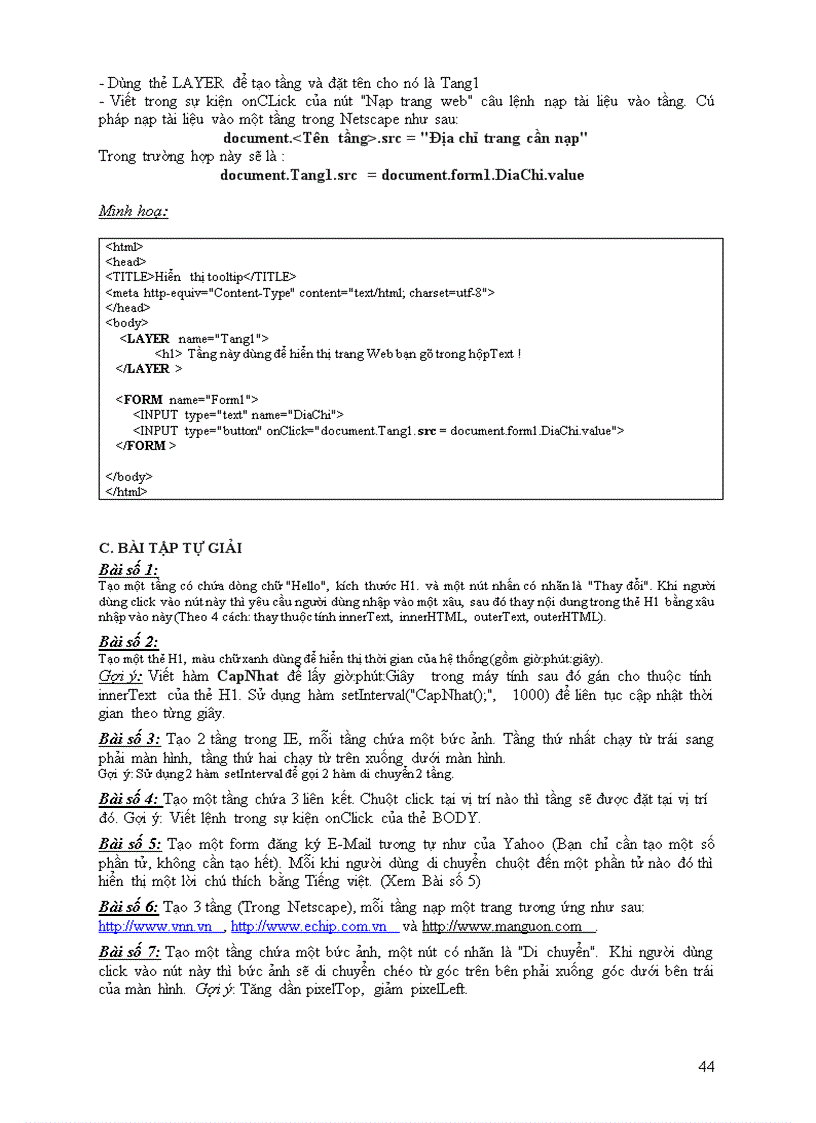 image for page Tai lieu huong dan lap trinh Web bang HTML va JavaScript