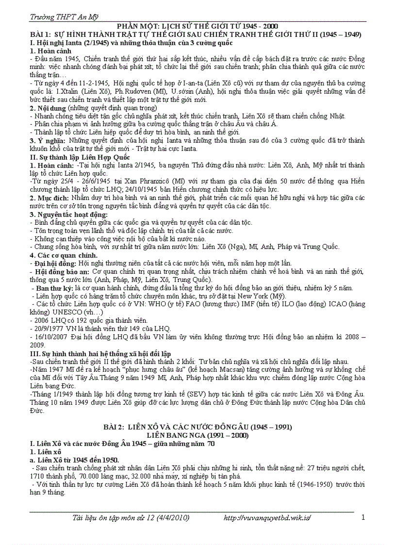 image for page Tài liệu ôn tập Sử 12 năm học 2010