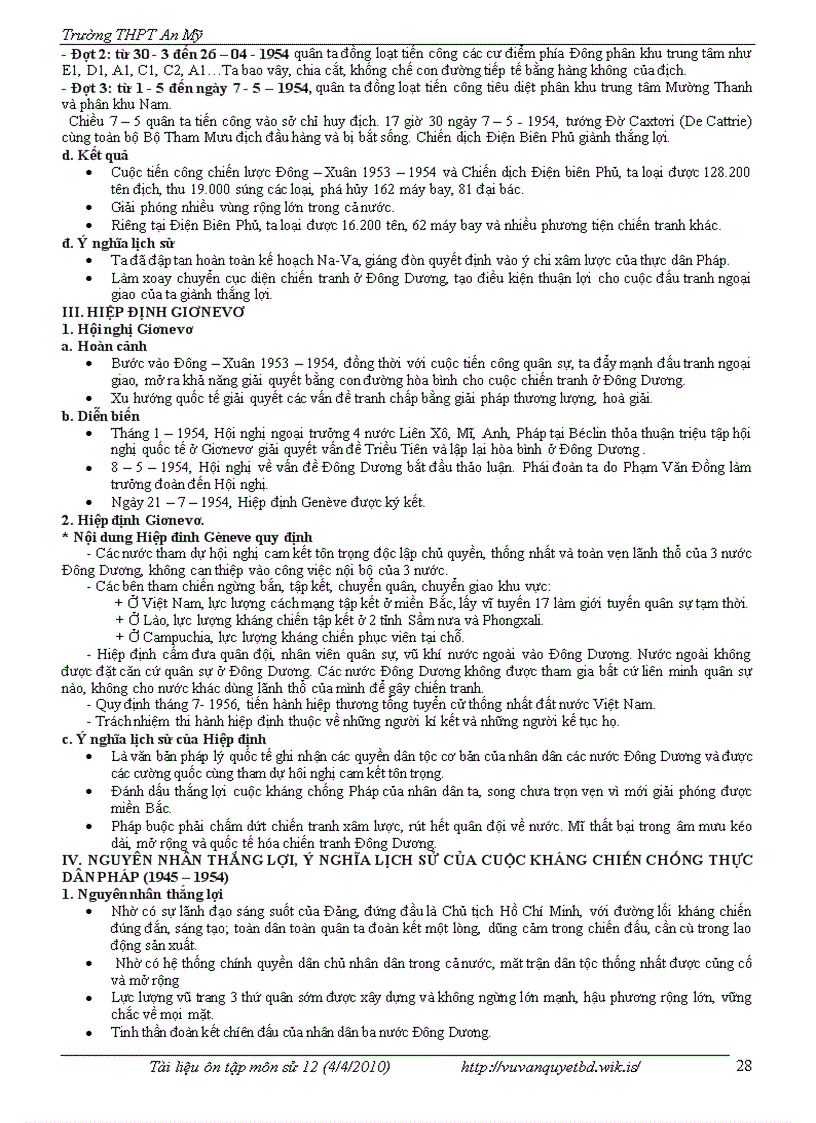 image for page Tài liệu ôn tập Sử 12 năm học 2010