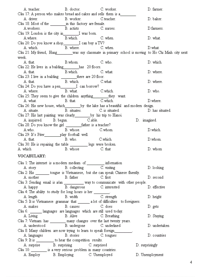 Tài liệu ôn thi TN 12