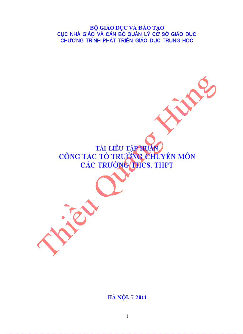 image for page Tai lieu tap huan TTCM THCS THPT 2011