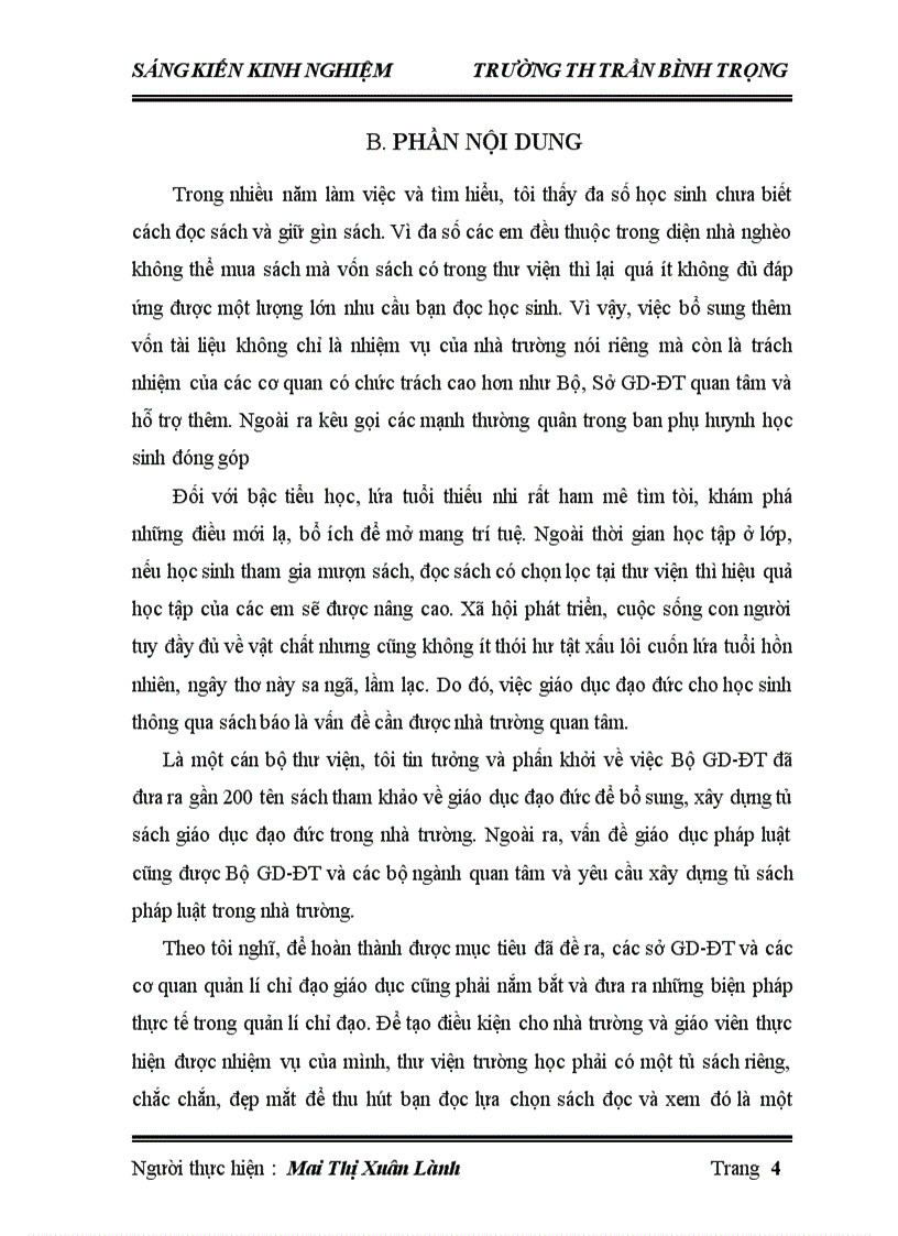 image for page Tầm quan trọng của việc bổ sung vốn tài liệu sách báo trong thư viện trường TH Trần Bình Trọng