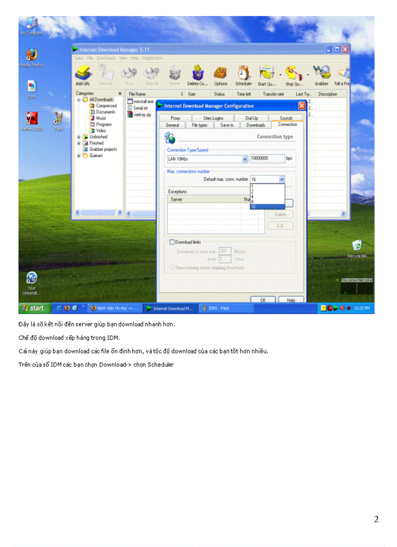 image for page Tăng tốc download trong IDM doc