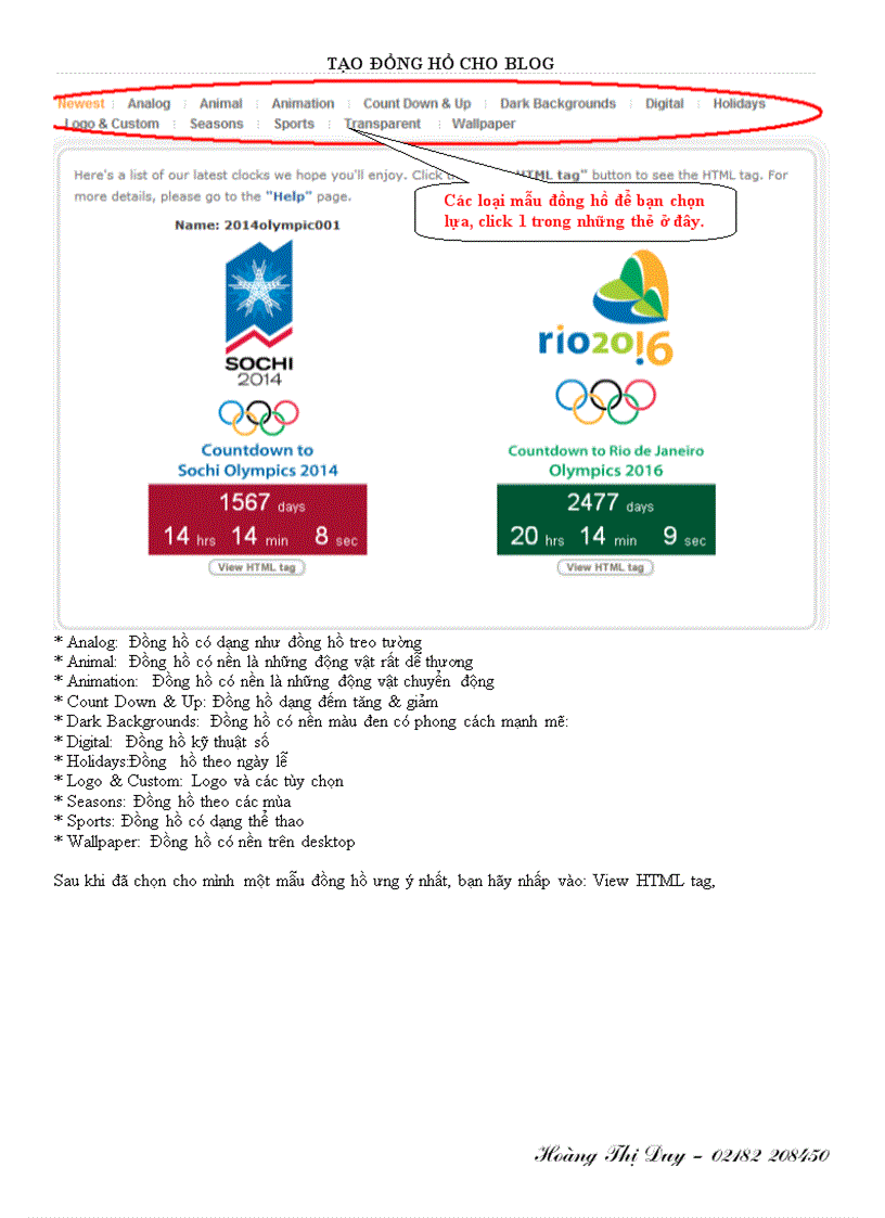 image for page Tạo Đồng hồ cho blog HOT