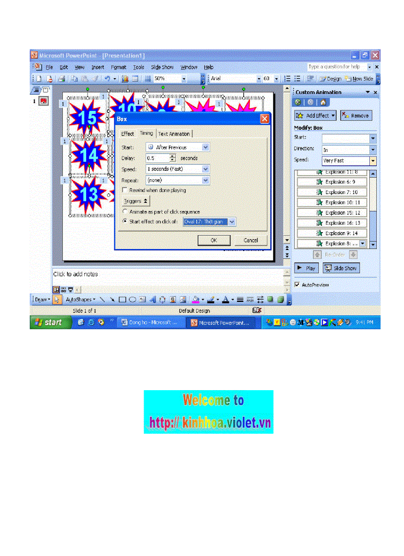 image for page Tạo đồng hồ đếm giây trong Power point 2003