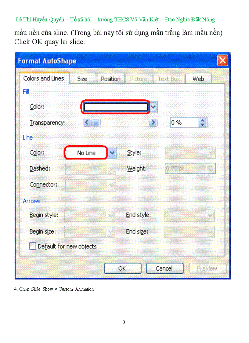 Tạo hiệu ứng vẽ đồ thị trong power point 2003