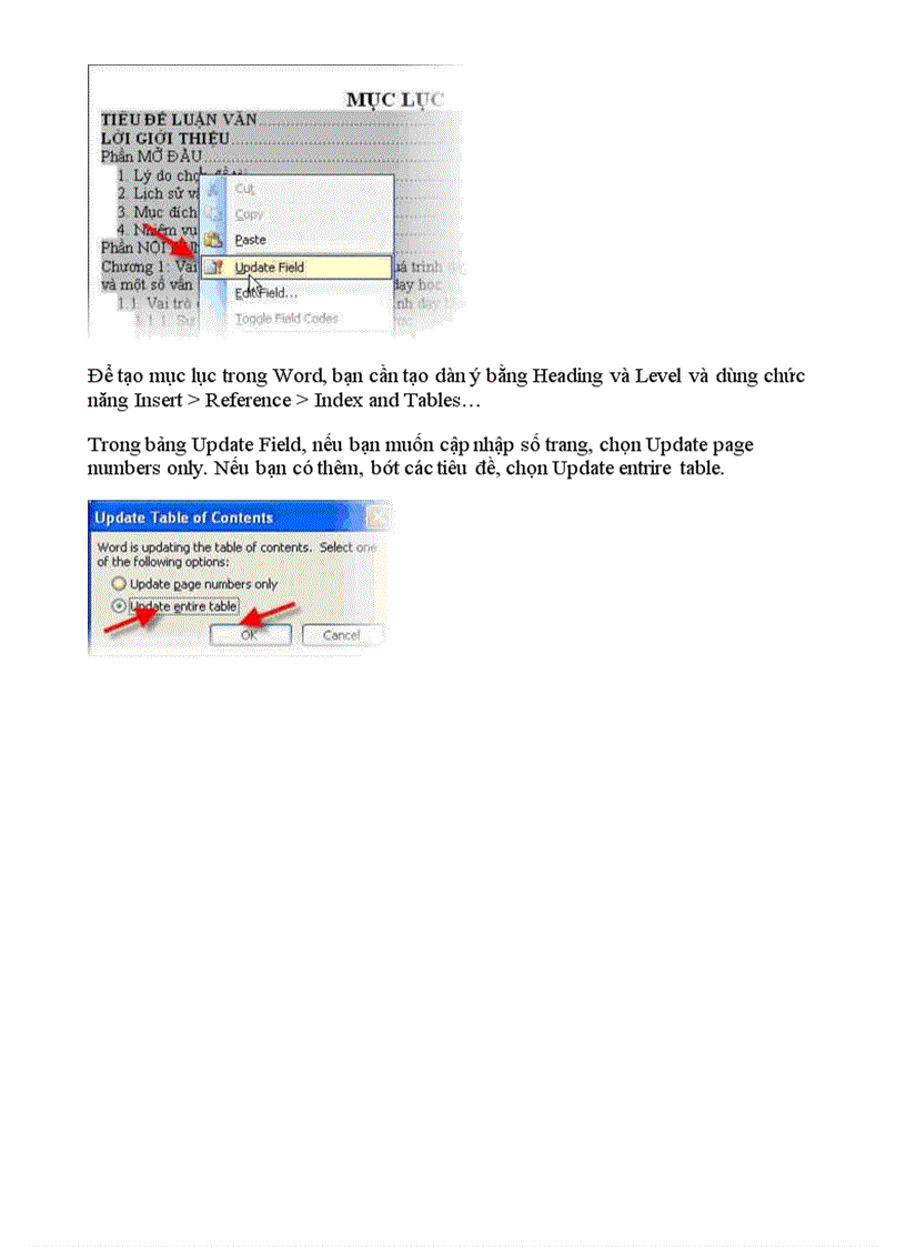 image for page Tạo mục lục tự động trong Word