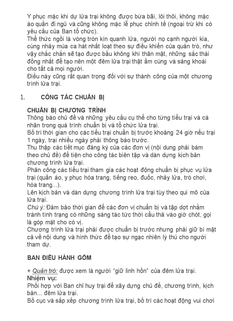 image for page Tất cả kế hoạch chương trình cho lữa trại