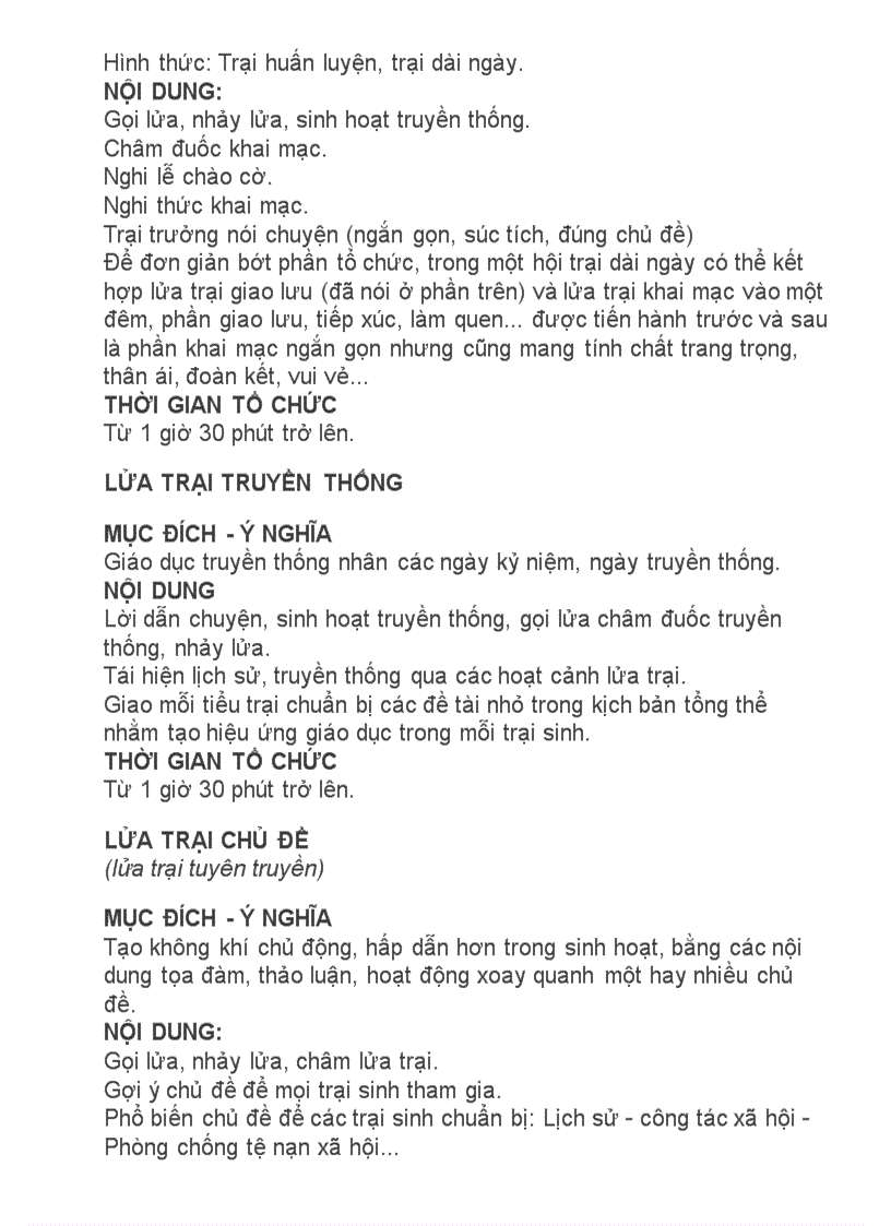 image for page Tất cả kế hoạch chương trình cho lữa trại