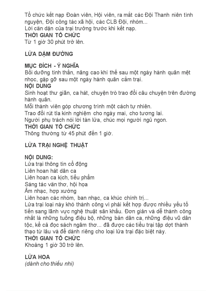 image for page Tất cả kế hoạch chương trình cho lữa trại