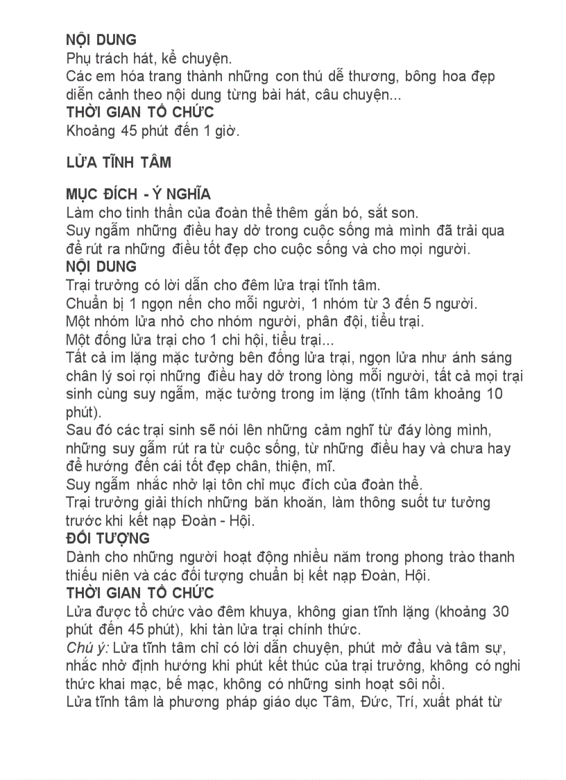 image for page Tất cả kế hoạch chương trình cho lữa trại