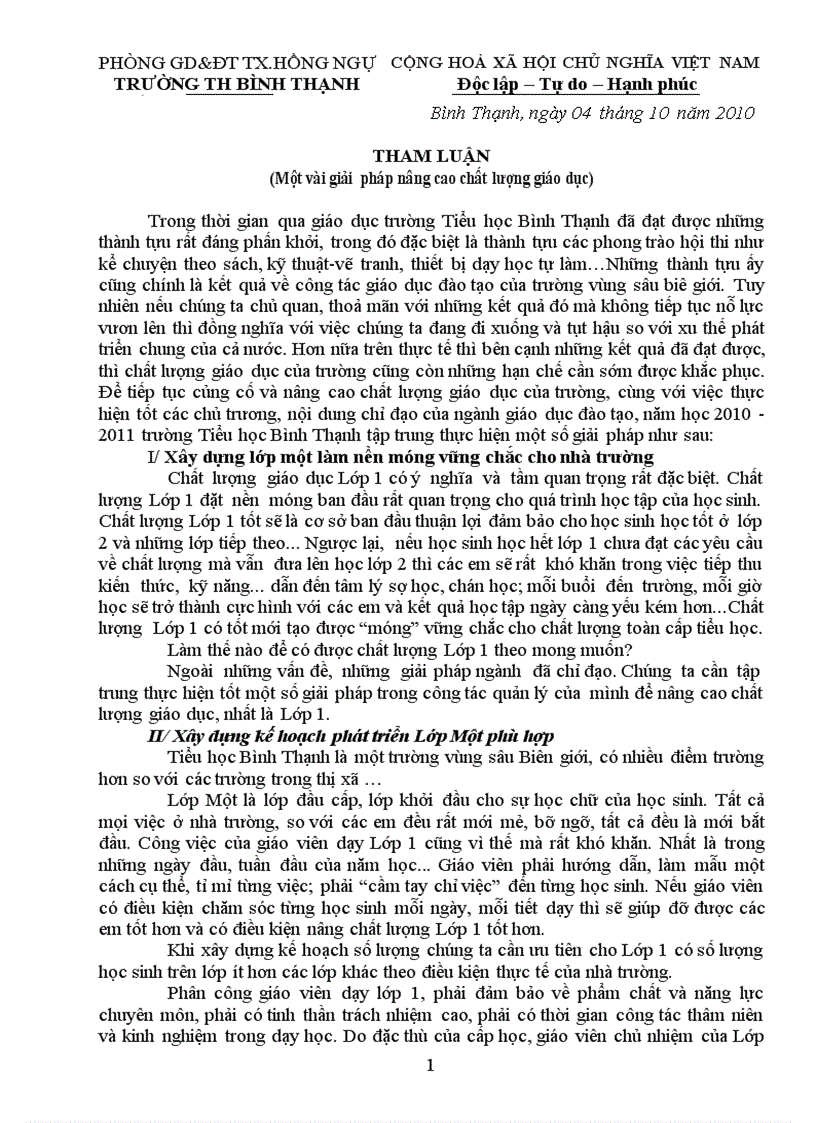 image for page Tham luận nâng cao chất lượng giáo dục