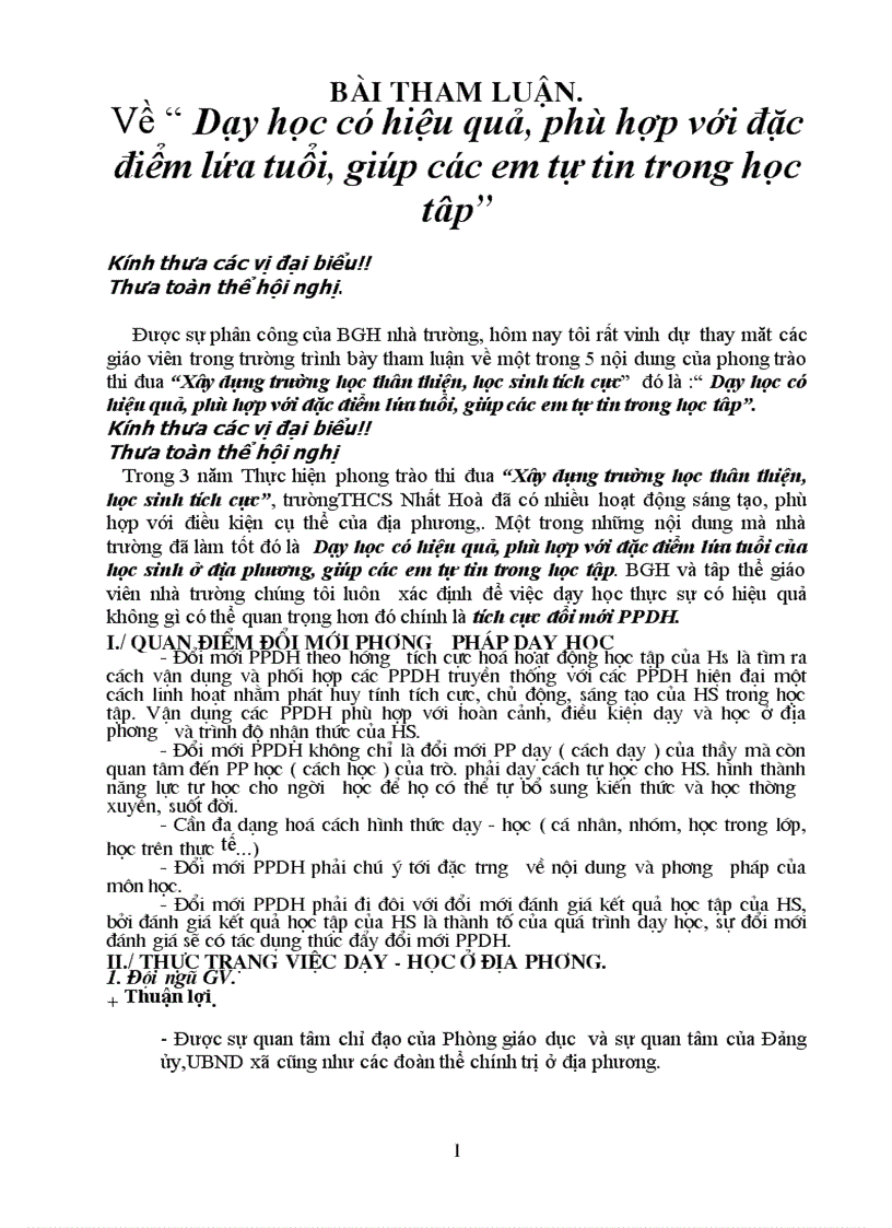 image for page Tham luan ve day hoc co hieu qua phu hop dac diem lua tuoi giup cac em tu tin trong hoc tap